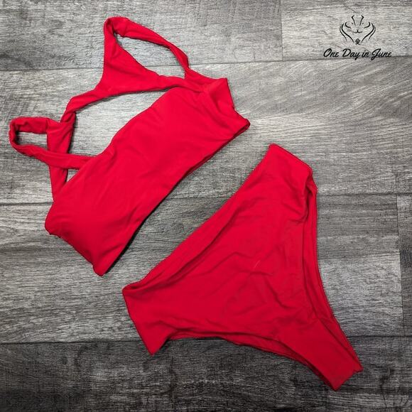 ODIJ High Waist Crop Top Bikini Swimsuit Size S - Picture 1 of 3